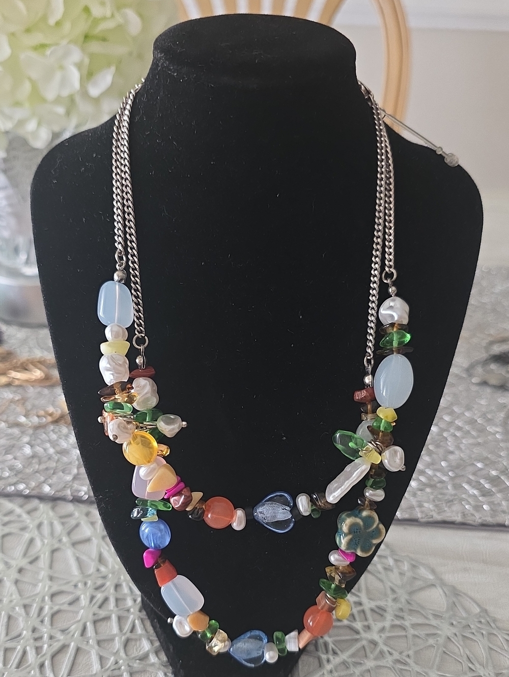 Multicolor Glass Bead Statement Necklace - Women Jewelry